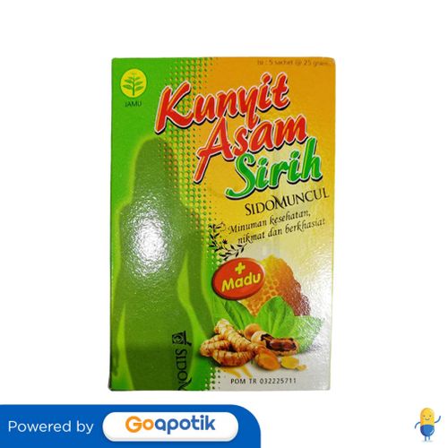 SIDOMUNCUL KUNYIT ASAM SIRIH PLUS MADU 25 GRAM BOX 5 SACHET