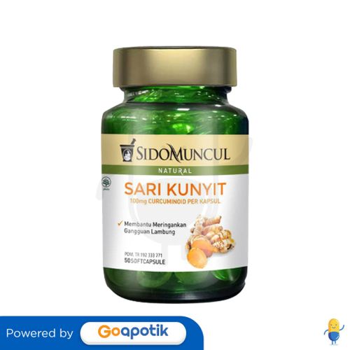 Sidomuncul Natural Sari Kunyit Botol 50 Kapsul Lunak Kegunaan Efek Samping Dosis Dan Aturan 7312