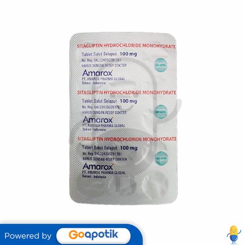 SITAGLIPTIN HYDROCHLORIDE MONOHYDRATE AMAROX 100 MG BLISTER 14 TABLET