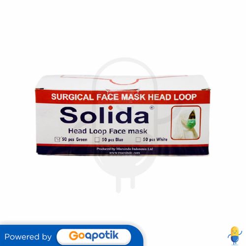 SOLIDA 3PLY MASKER HEADLOOP FACE MASK HIJAU BOX 50 PCS