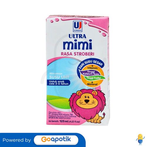 ULTRA MIMI SUSU UHT RASA STRAWBERRY 125 ML TETRAPAK