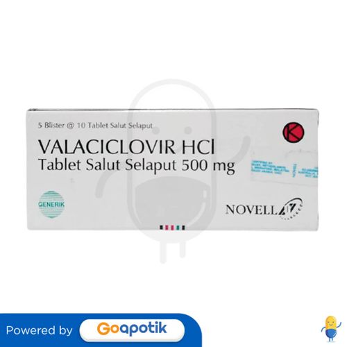 VALACICLOVIR HCL NOVELL 500 MG BOX 50 TABLET