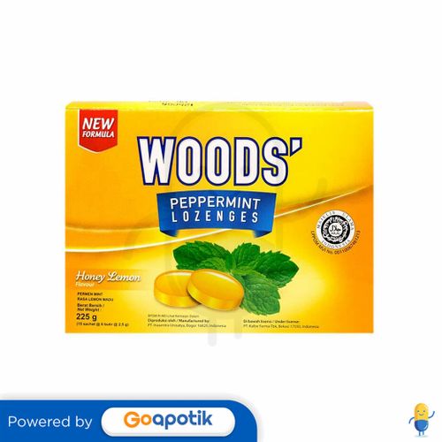 WOODS PEPPERMINT LOZENGES RASA HONEY LEMON BOX 15 SACHET