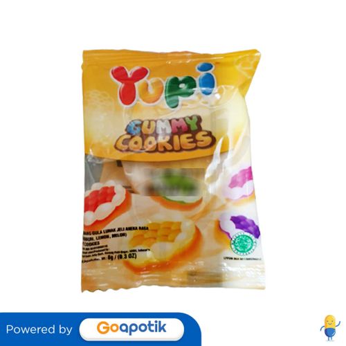 YUPI GUMMY COOKIES RASA STROBERI LEMON MELON 7 GRAM SACHET