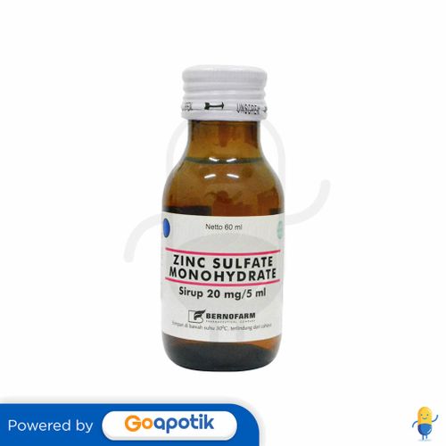 Zinc Sulfate Monohydrate Bernofarm 20 Mg5 Ml Syrup 60 Ml Kegunaan Efek Samping Dosis Dan 7479