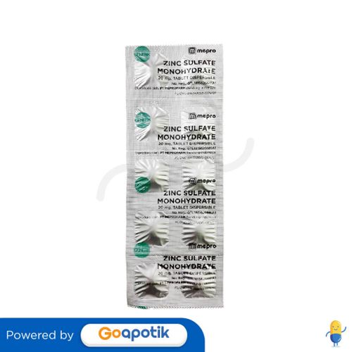 ZINC SULFATE MONOHYDRATE MEPRO 20 MG STRIP 10 TABLET