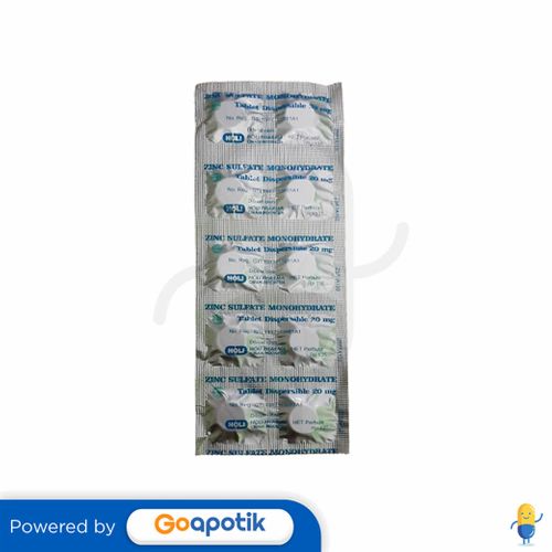 Zinc Sulfate Monohydrate 20 Mg Holi Strip 10 Tablet Kegunaan Efek Samping Dosis Dan Aturan Pakai 9463