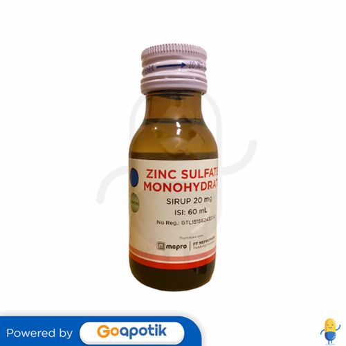 Zinc Sulfate Monohydrate Meprofarm 20 Mg5 Ml Syrup 60 Ml Kegunaan Efek Samping Dosis Dan 9788