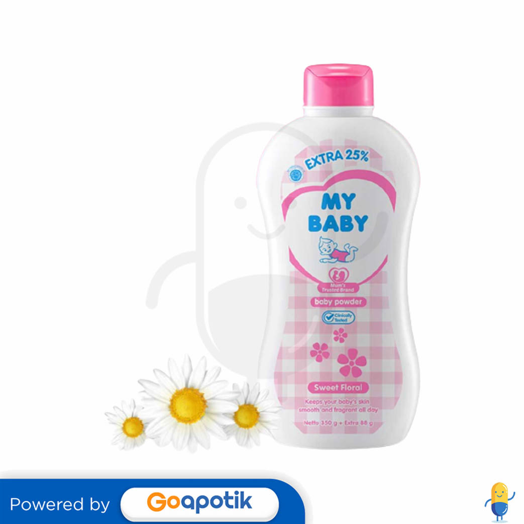 MY BABY POWDER SWEET FLORAL 350+88 GRAM BOTOL Kegunaan, Efek Samping
