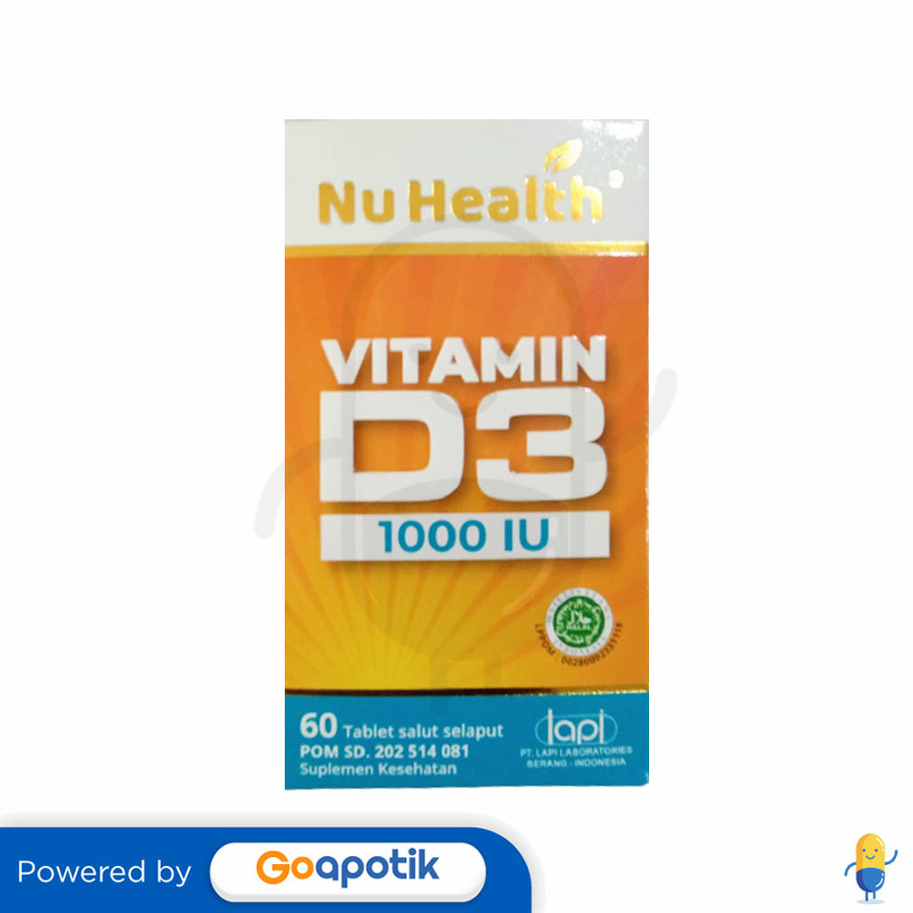 NU HEALTH VITAMIN D3 1000 IU BOTOL 60 TABLET Kegunaan, Efek Samping