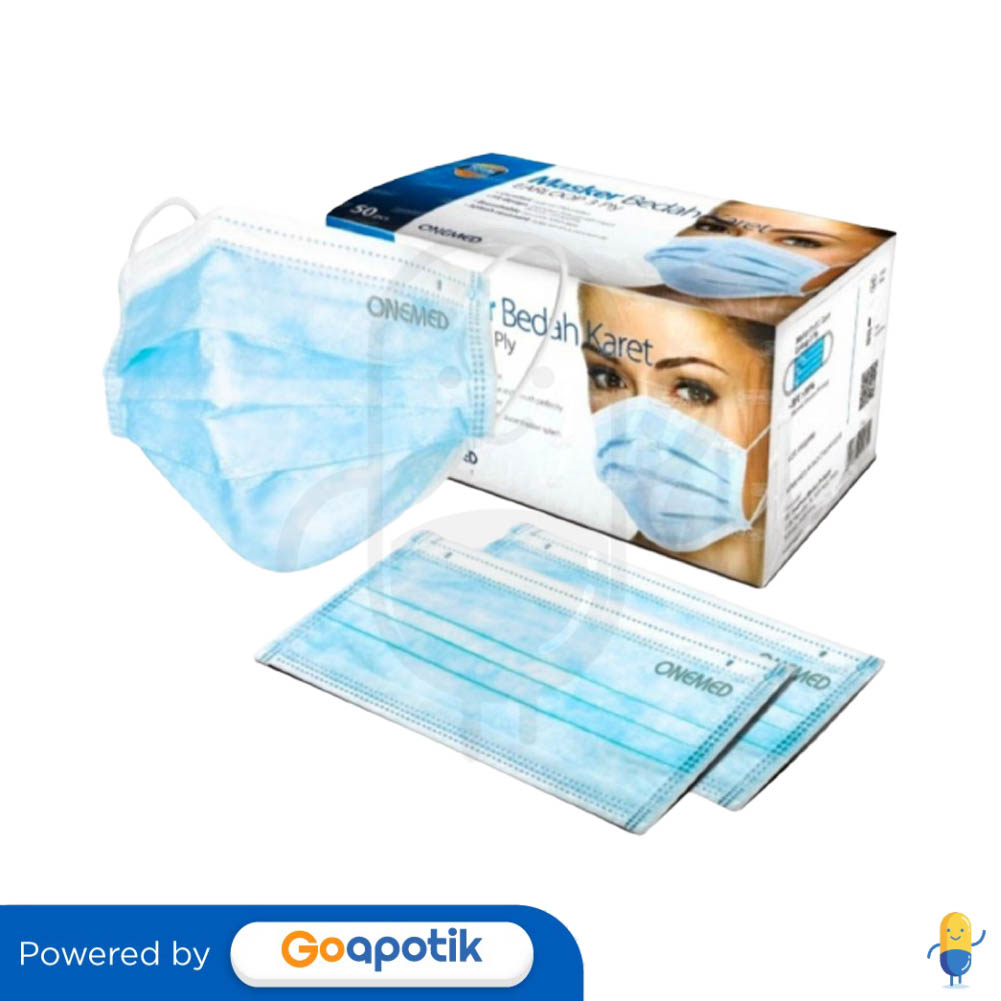 ONEMED 3PLY MASKER BEDAH KARET EARLOOP WARNA BIRU BOX 50 PCS - Kegunaan ...