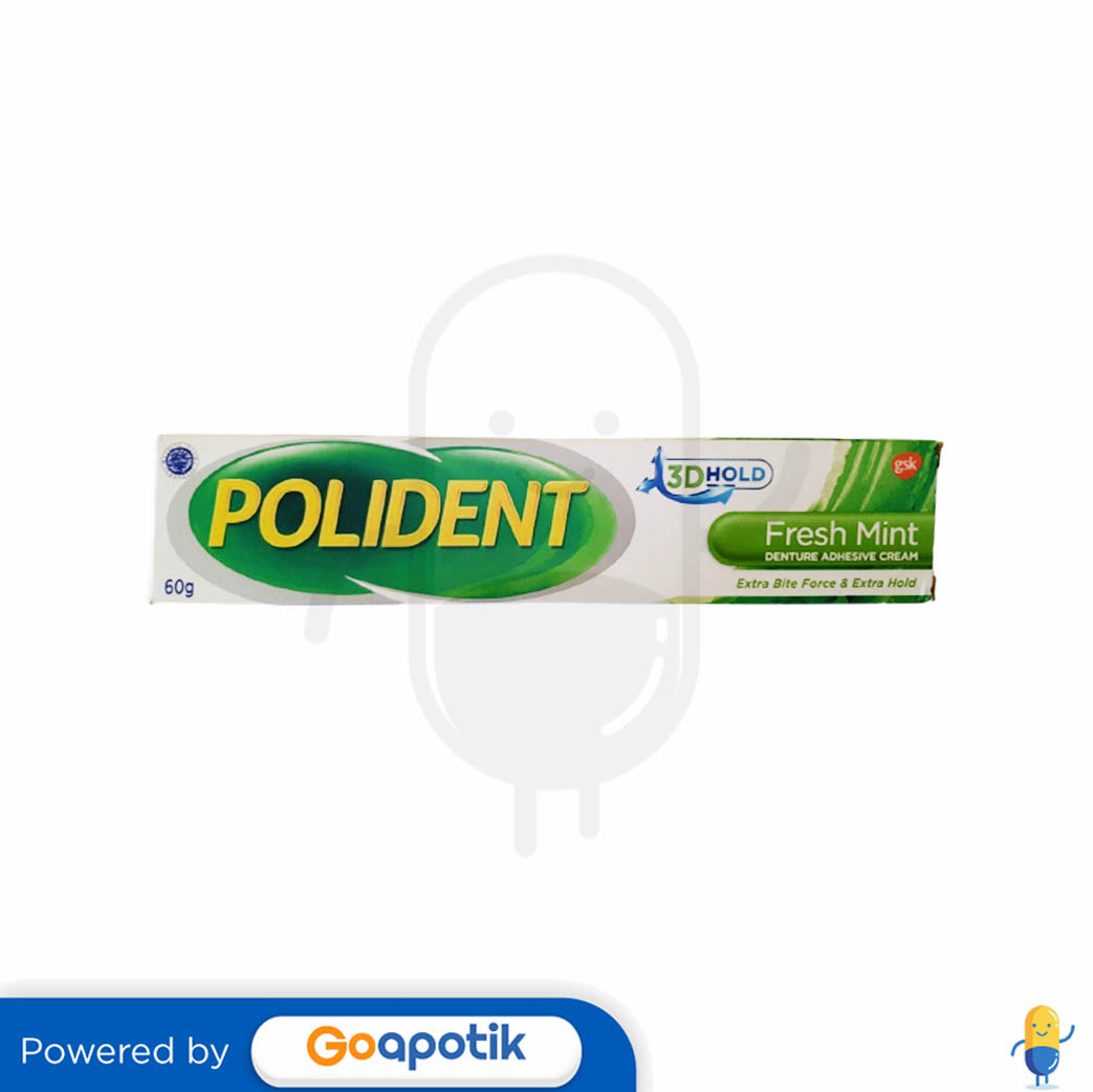POLIDENT DENTURE ADHESIVE CREAM FRESH MINT 60 GRAM TUBE Kegunaan