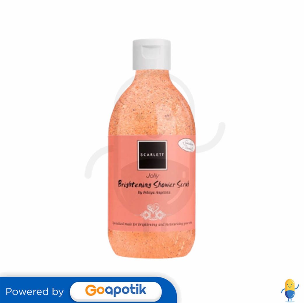 SCARLETT BRIGHTENING SHOWER SCRUB JOLLY 300 ML BOTOL Kegunaan, Efek
