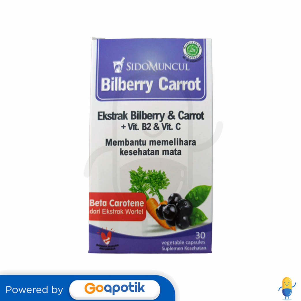 SIDOMUNCUL BILBERRY CARROT BOTOL 30 KAPSUL Kegunaan, Efek Samping