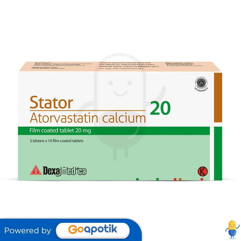 STATOR 20 MG BOX 30 TABLET Kegunaan, Efek Samping, Dosis dan Aturan Pakai