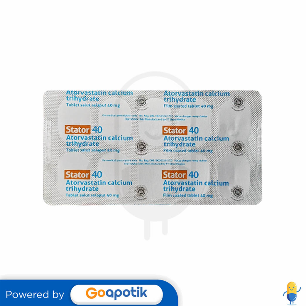 STATOR 40 MG TABLET Kegunaan, Efek Samping, Dosis dan Aturan Pakai
