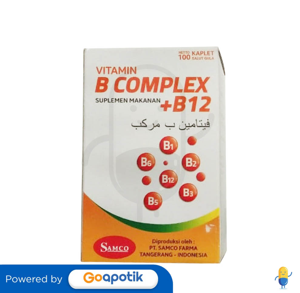 VITAMIN B COMPLEX + B12 SAMCO BOTOL 100 KAPLET - Kegunaan, Efek Samping ...