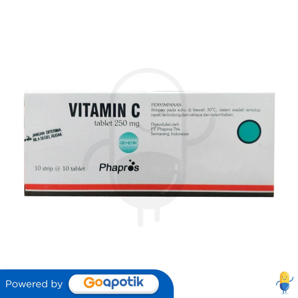 VITAMIN C PHAPROS 250 MG BOX 100 TABLET Kegunaan, Efek Samping, Dosis