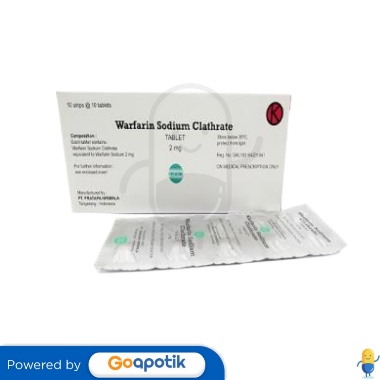 WARFARIN SODIUM CLATHRATE PRATAPA 2 MG BOX 100 TABLET  Kegunaan, Efek