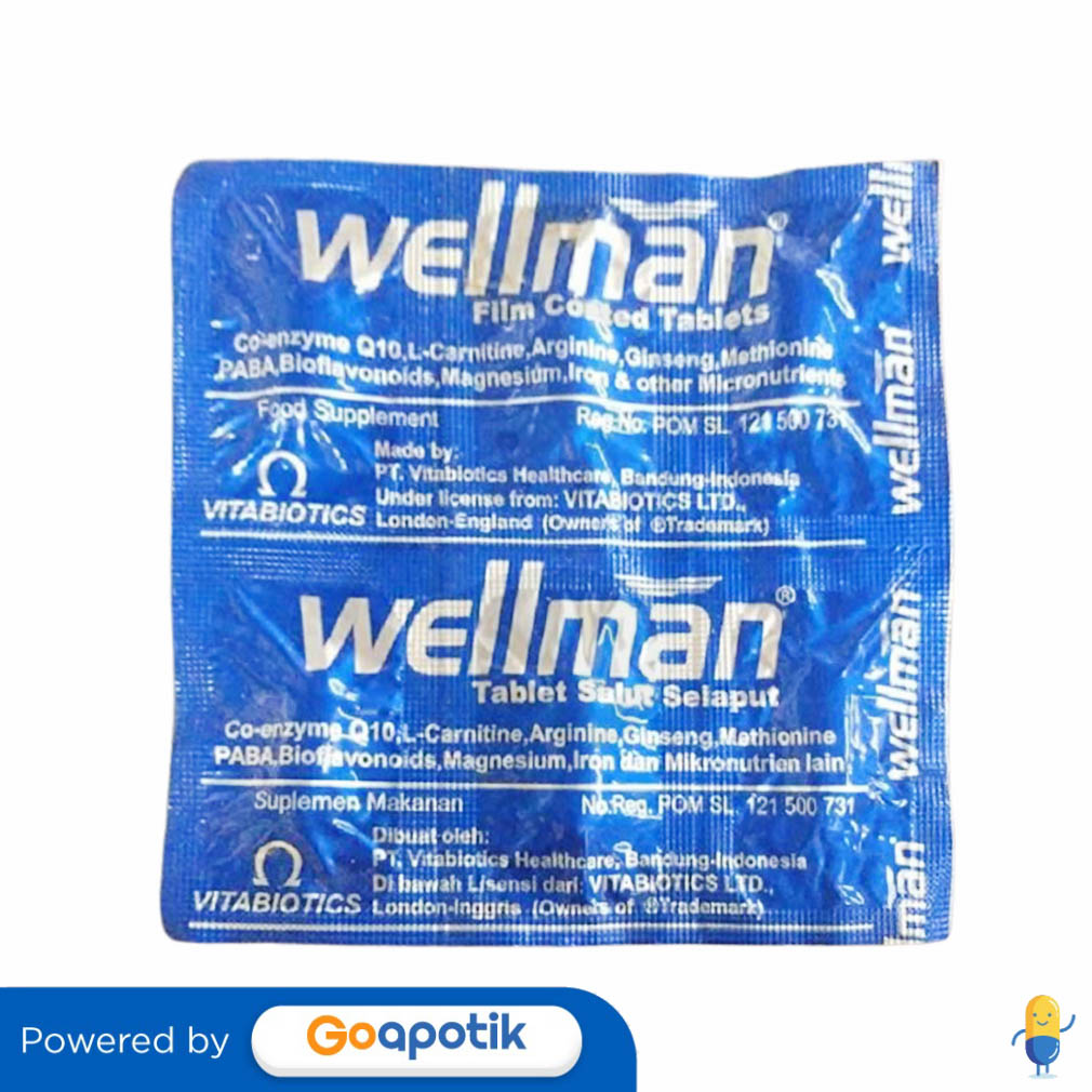 WELLMAN STRIP ISI 6 TABLET - Kegunaan, Efek Samping, Dosis dan Aturan Pakai
