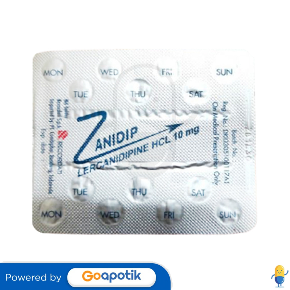 ZANIDIP 10 MG TABLET - Kegunaan, Efek Samping, Dosis dan Aturan Pakai