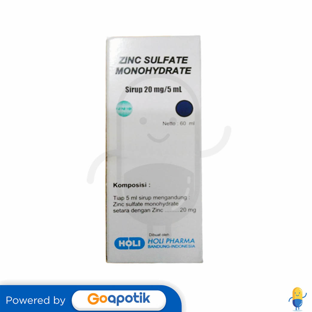 ZINC SULFATE MONOHYDRATE HOLI 20 MG/5 ML SYRUP 60 ML Kegunaan, Efek